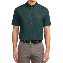Men's Short Sleeve Wrinkle Resistance Easy Care Button Down Collar Shirt