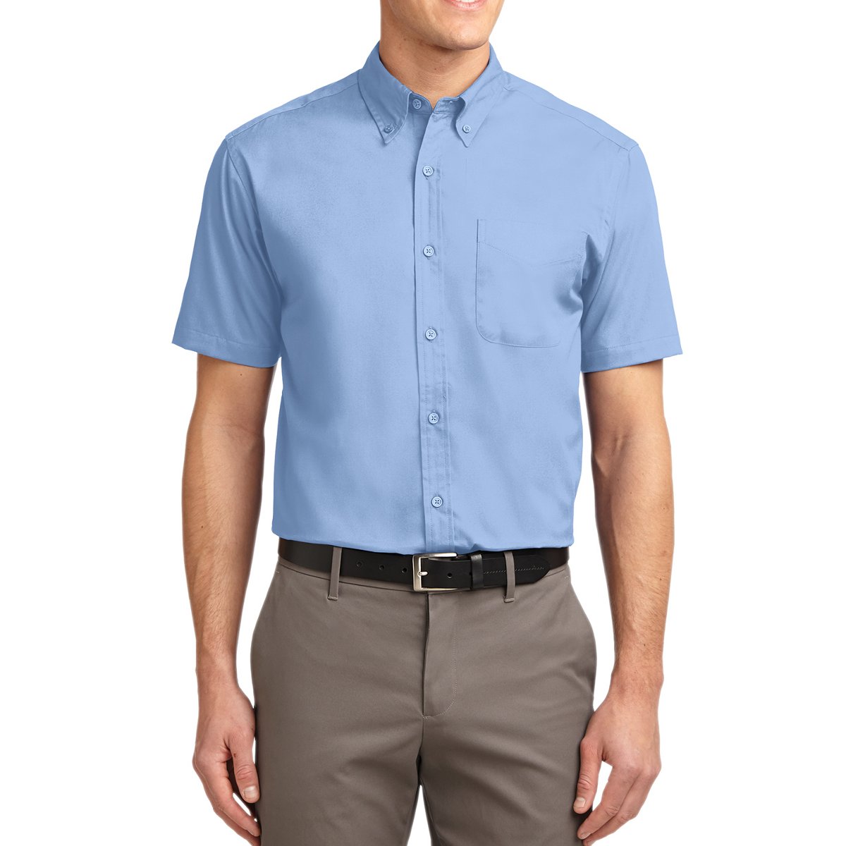 Men's Short Sleeve Wrinkle Resistance Easy Care Button Down Collar Shirt