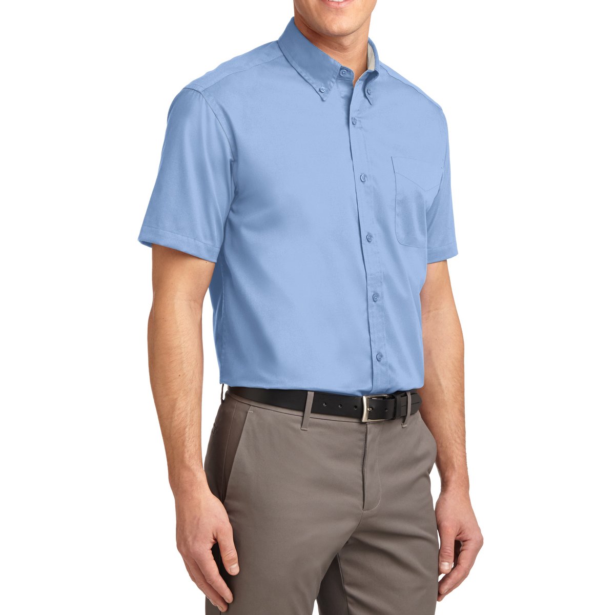 Men's Short Sleeve Wrinkle Resistance Easy Care Button Down Collar Shirt