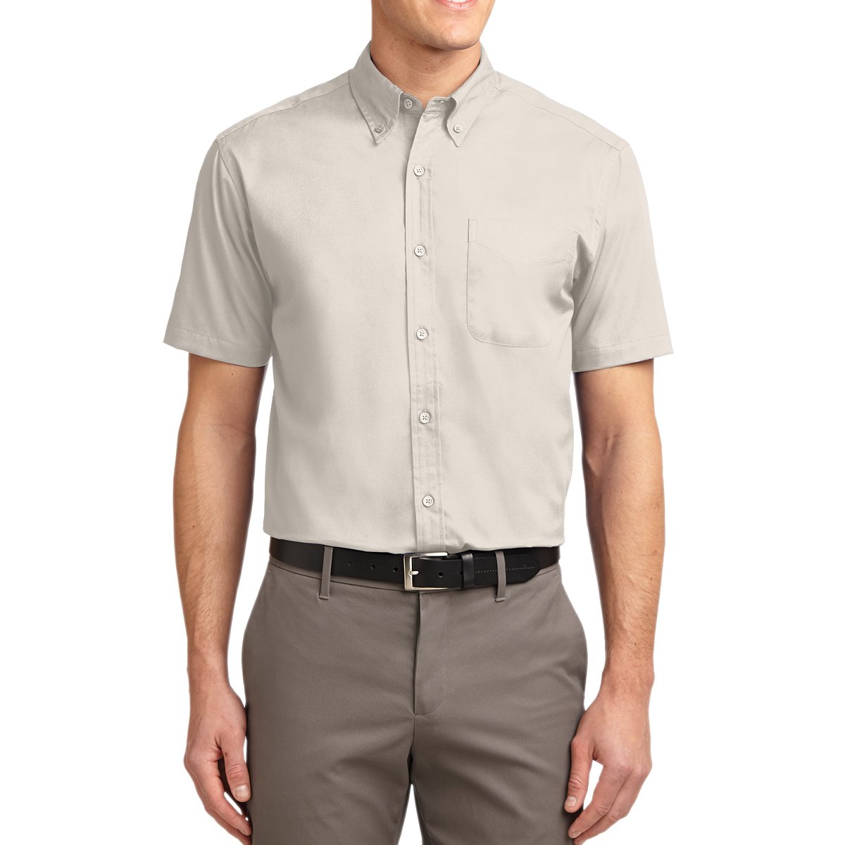 Men's Short Sleeve Wrinkle Resistance Easy Care Button Down Collar Shirt