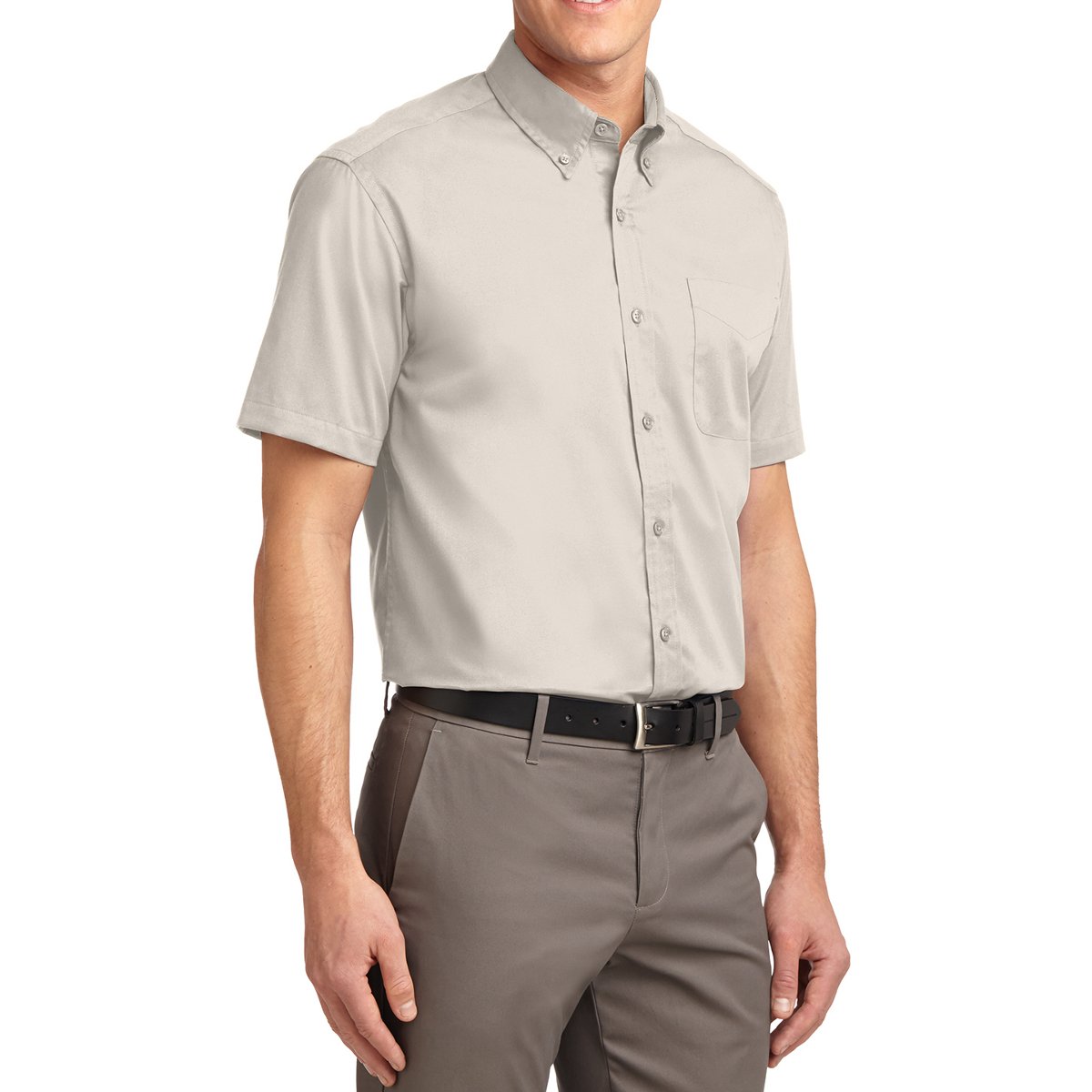 Men's Short Sleeve Wrinkle Resistance Easy Care Button Down Collar Shirt