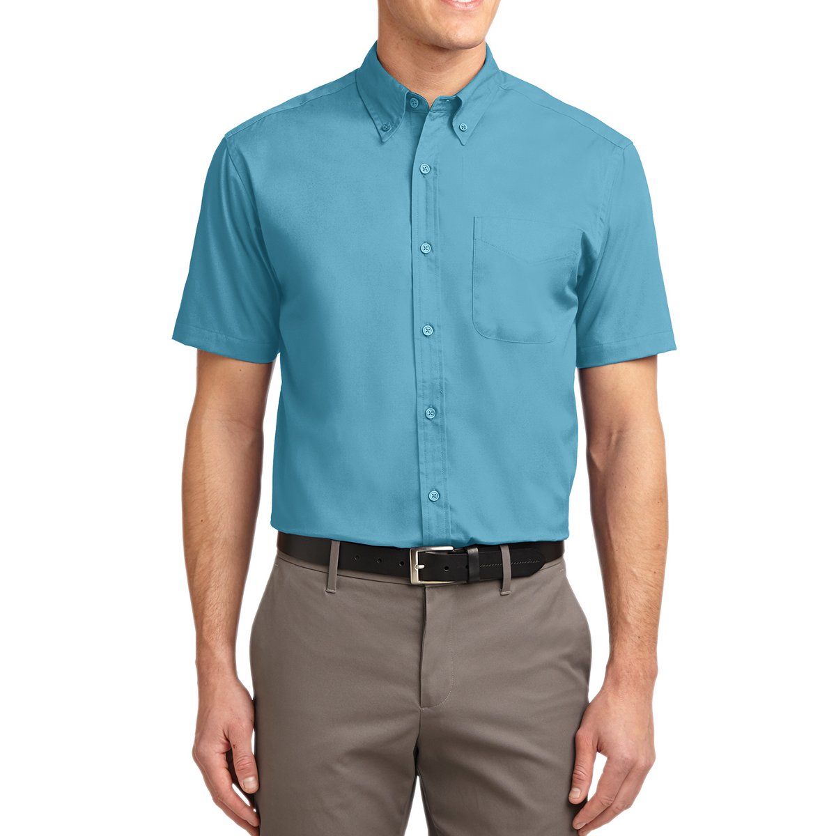 Men's Short Sleeve Wrinkle Resistance Easy Care Button Down Collar Shirt