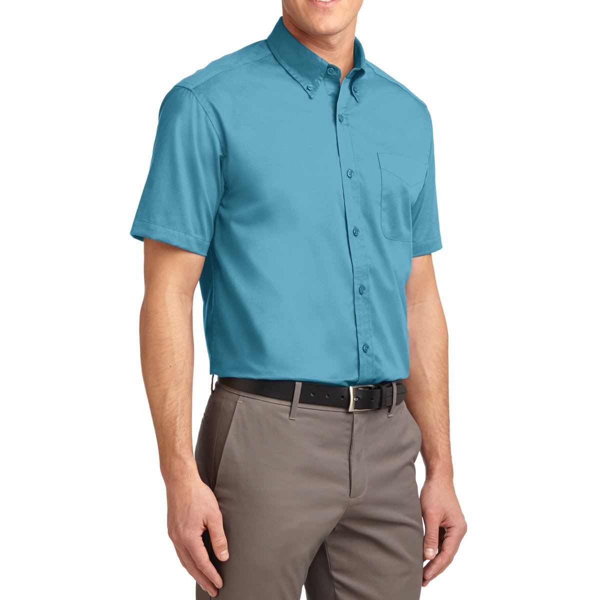 Men's Short Sleeve Wrinkle Resistance Easy Care Button Down Collar Shirt