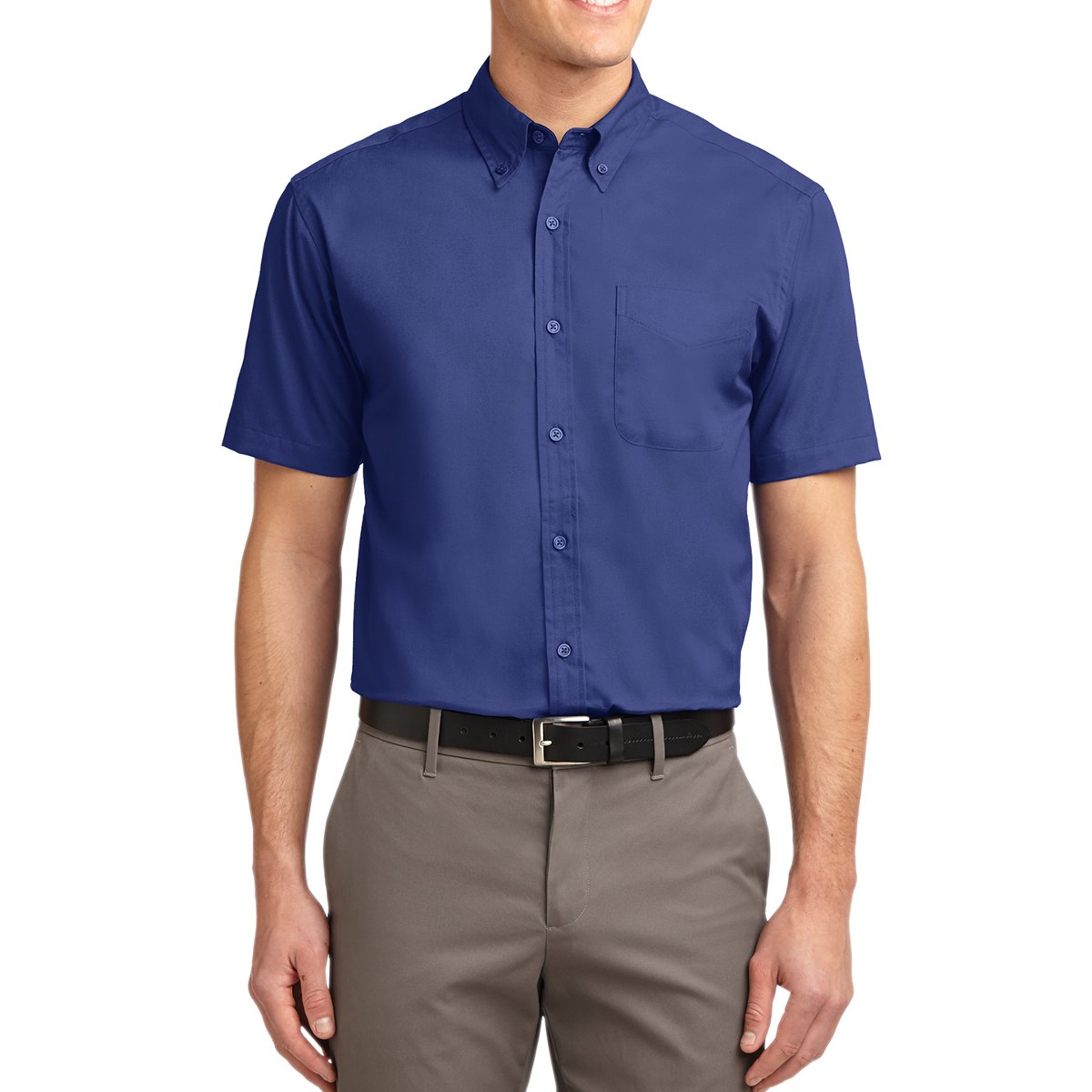 Men's Short Sleeve Wrinkle Resistance Easy Care Button Down Collar Shirt