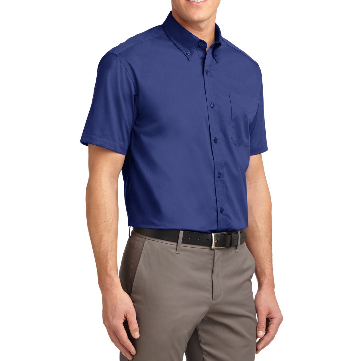 Men's Short Sleeve Wrinkle Resistance Easy Care Button Down Collar Shirt