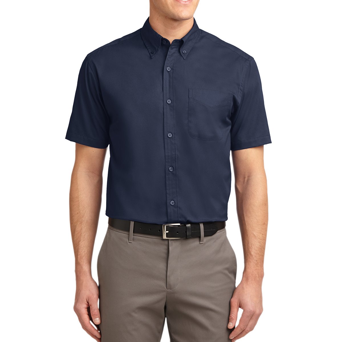 Men's Short Sleeve Wrinkle Resistance Easy Care Button Down Collar Shirt