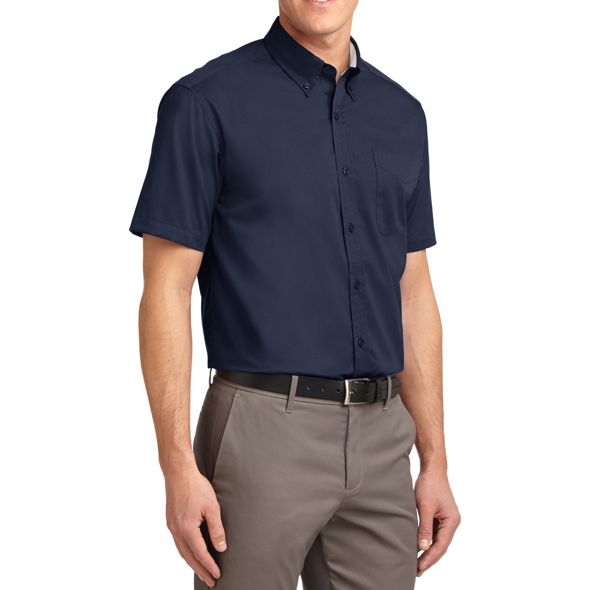 Men's Short Sleeve Wrinkle Resistance Easy Care Button Down Collar Shirt