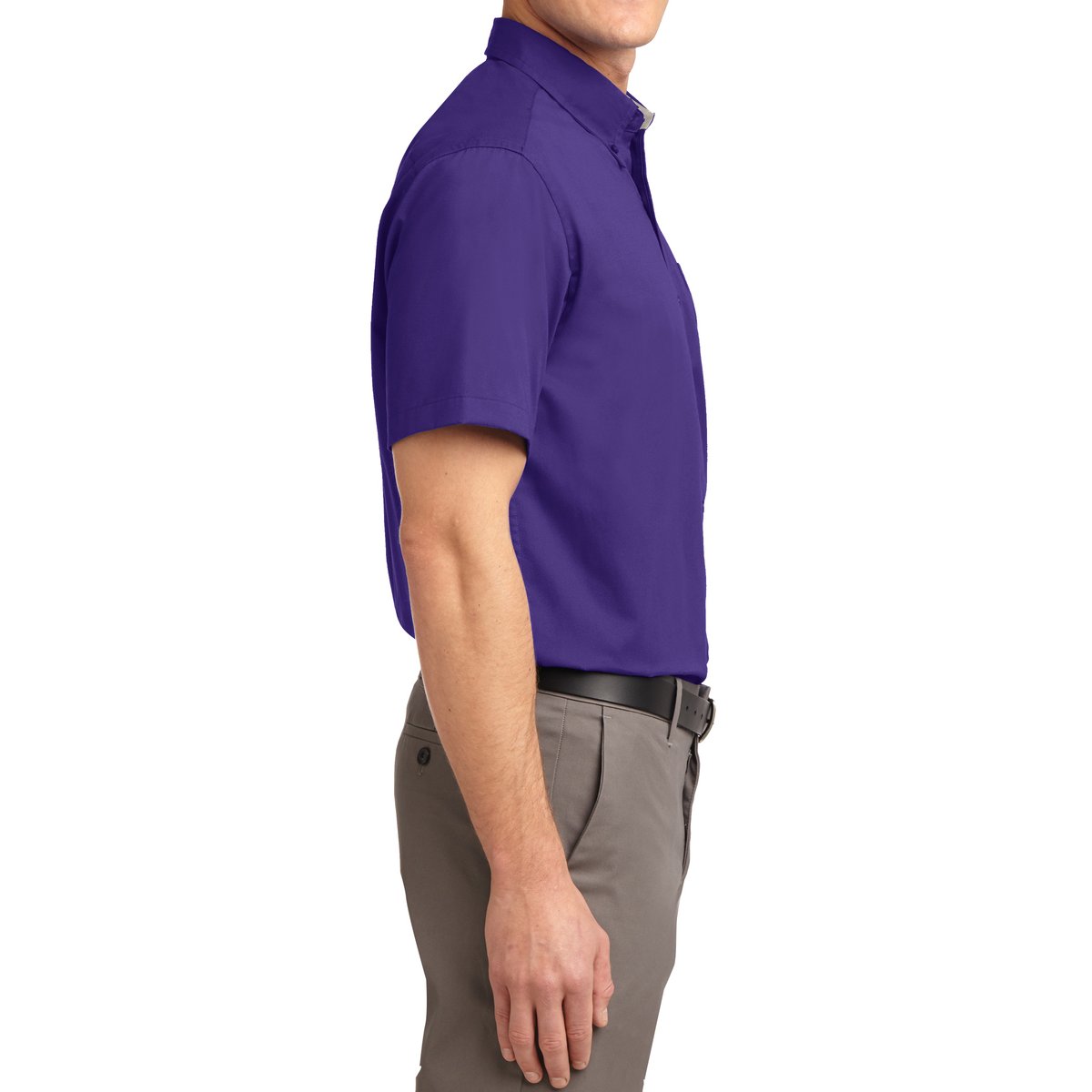 Men's Short Sleeve Wrinkle Resistance Easy Care Button Down Collar Shirt