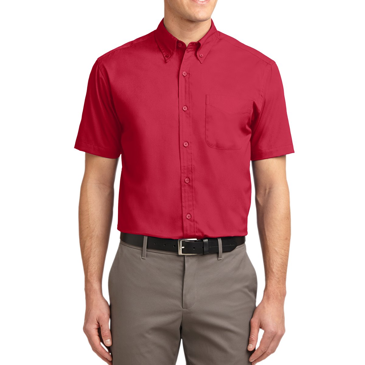 Men's Short Sleeve Wrinkle Resistance Easy Care Button Down Collar Shirt
