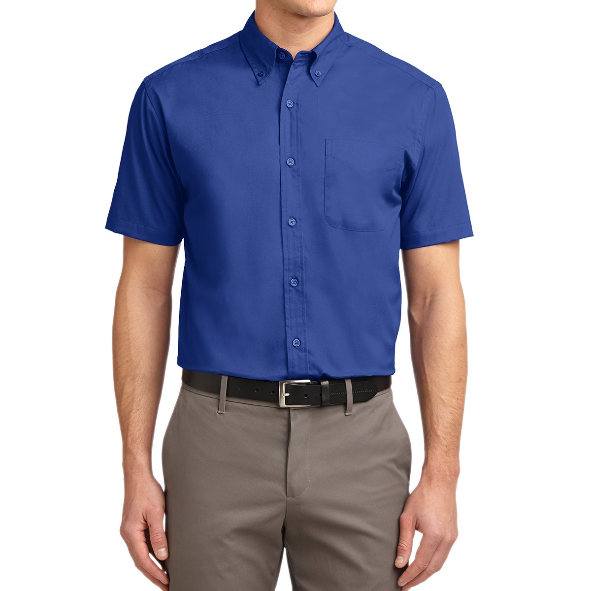 Men's Short Sleeve Wrinkle Resistance Easy Care Button Down Collar Shirt