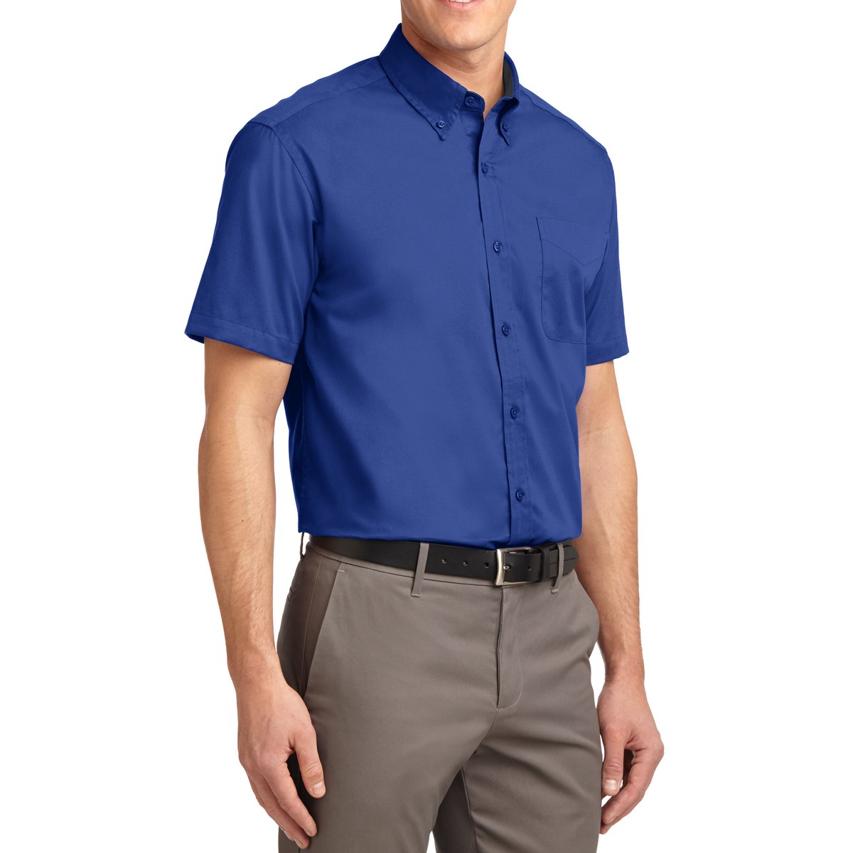 Men's Short Sleeve Wrinkle Resistance Easy Care Button Down Collar Shirt