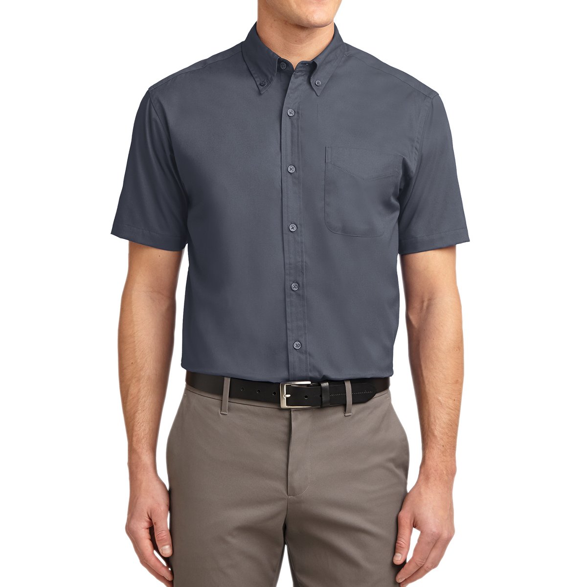 Men's Short Sleeve Wrinkle Resistance Easy Care Button Down Collar Shirt