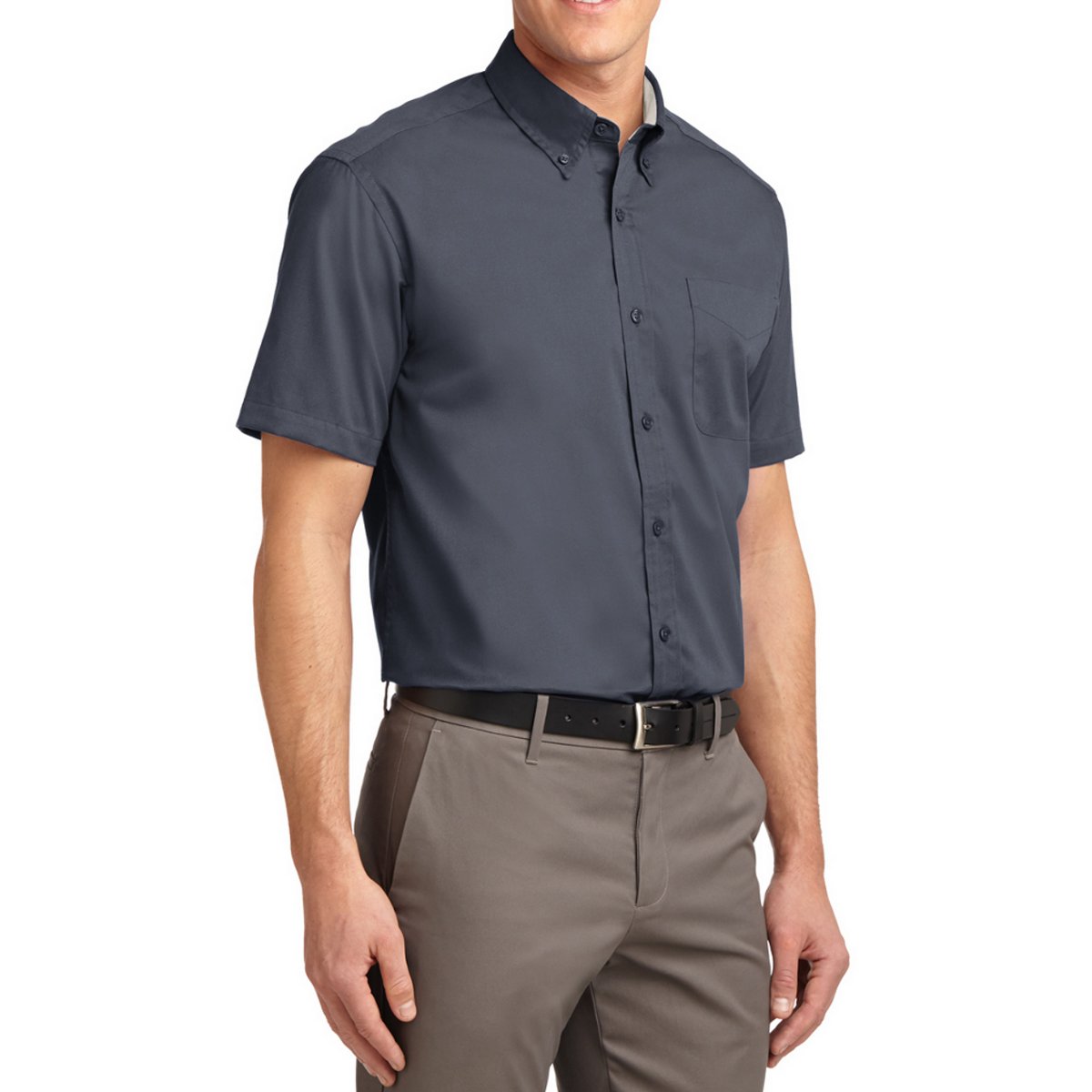 Men's Short Sleeve Wrinkle Resistance Easy Care Button Down Collar Shirt
