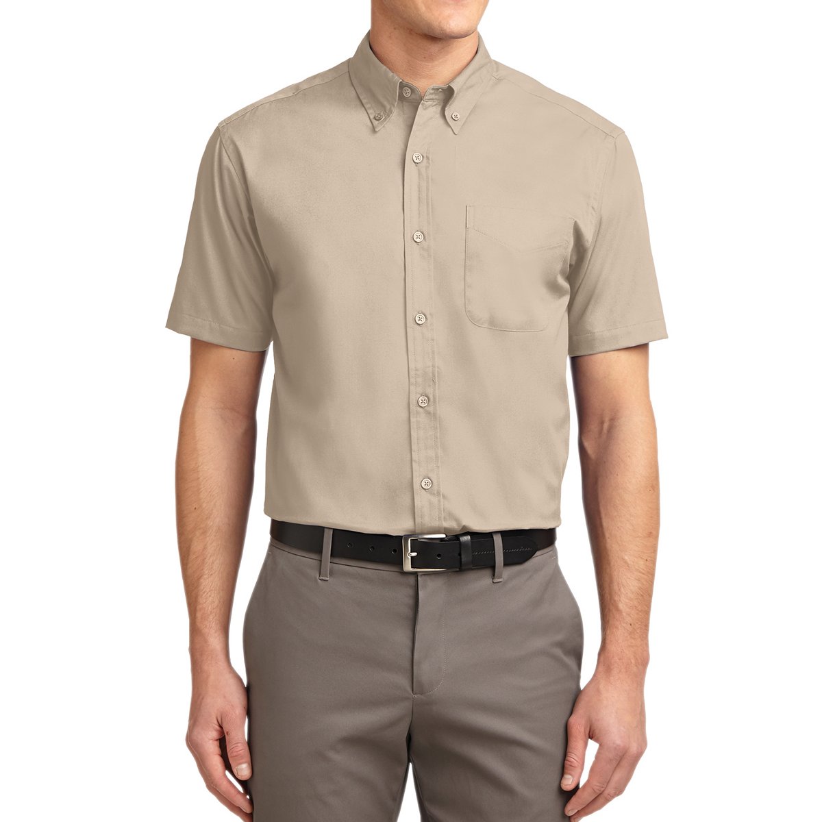 Men's Short Sleeve Wrinkle Resistance Easy Care Button Down Collar Shirt