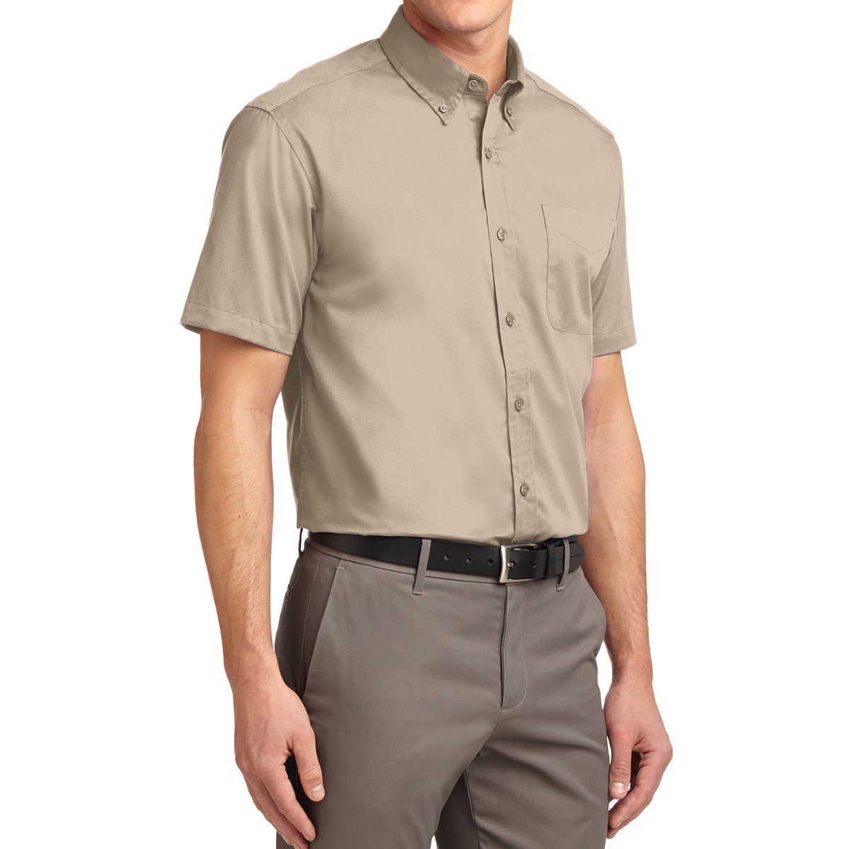 Men's Short Sleeve Wrinkle Resistance Easy Care Button Down Collar Shirt