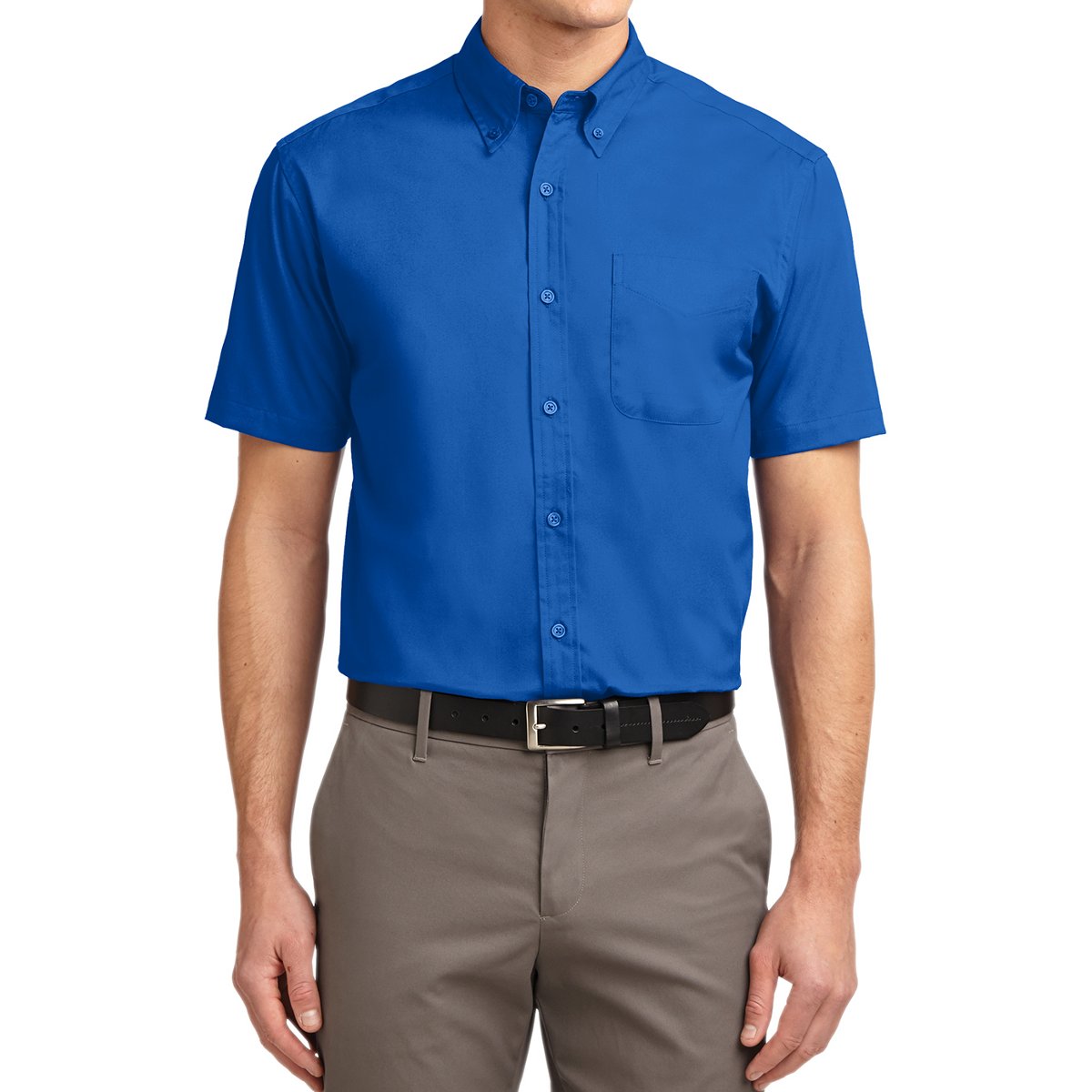 Men's Short Sleeve Wrinkle Resistance Easy Care Button Down Collar Shirt