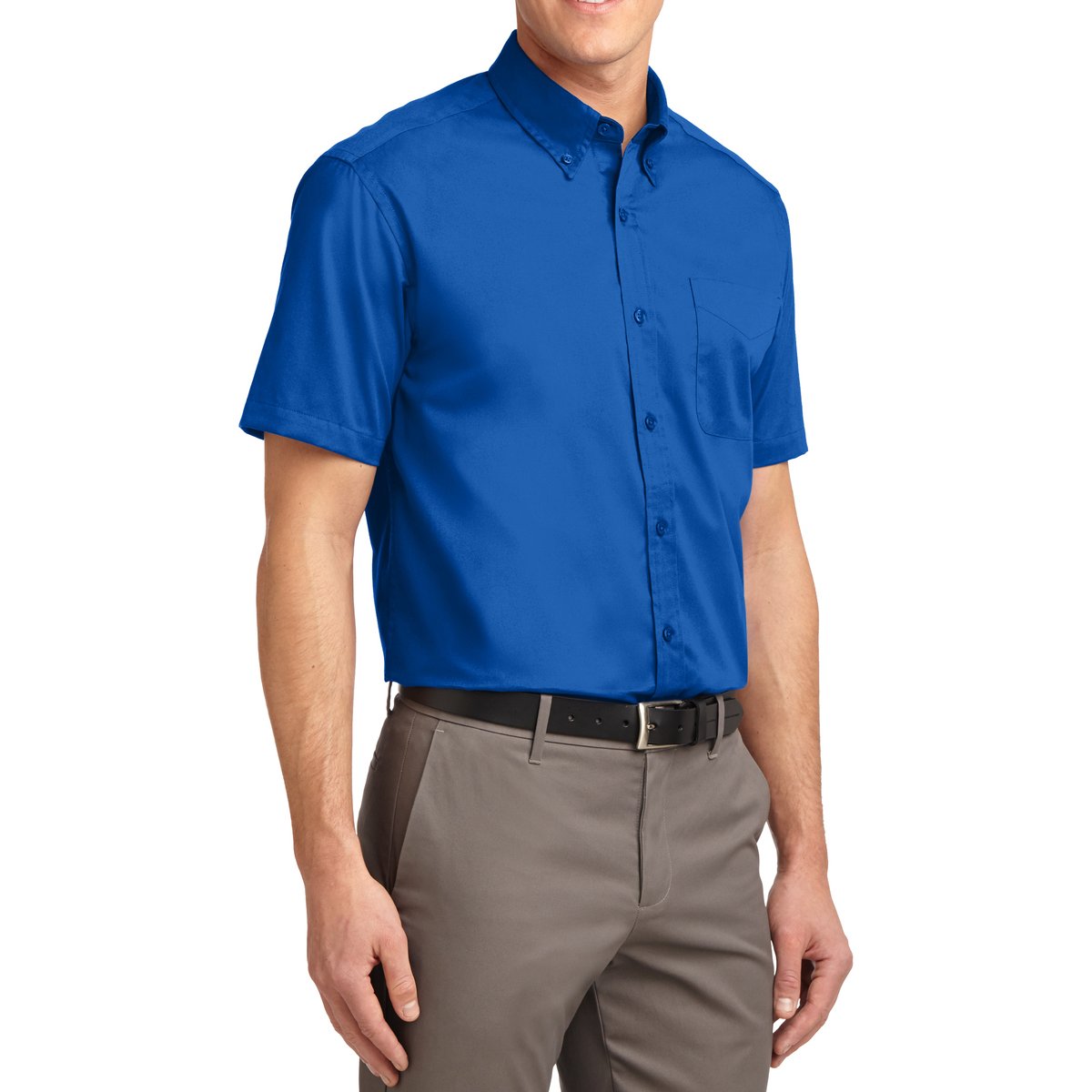 Men's Short Sleeve Wrinkle Resistance Easy Care Button Down Collar Shirt
