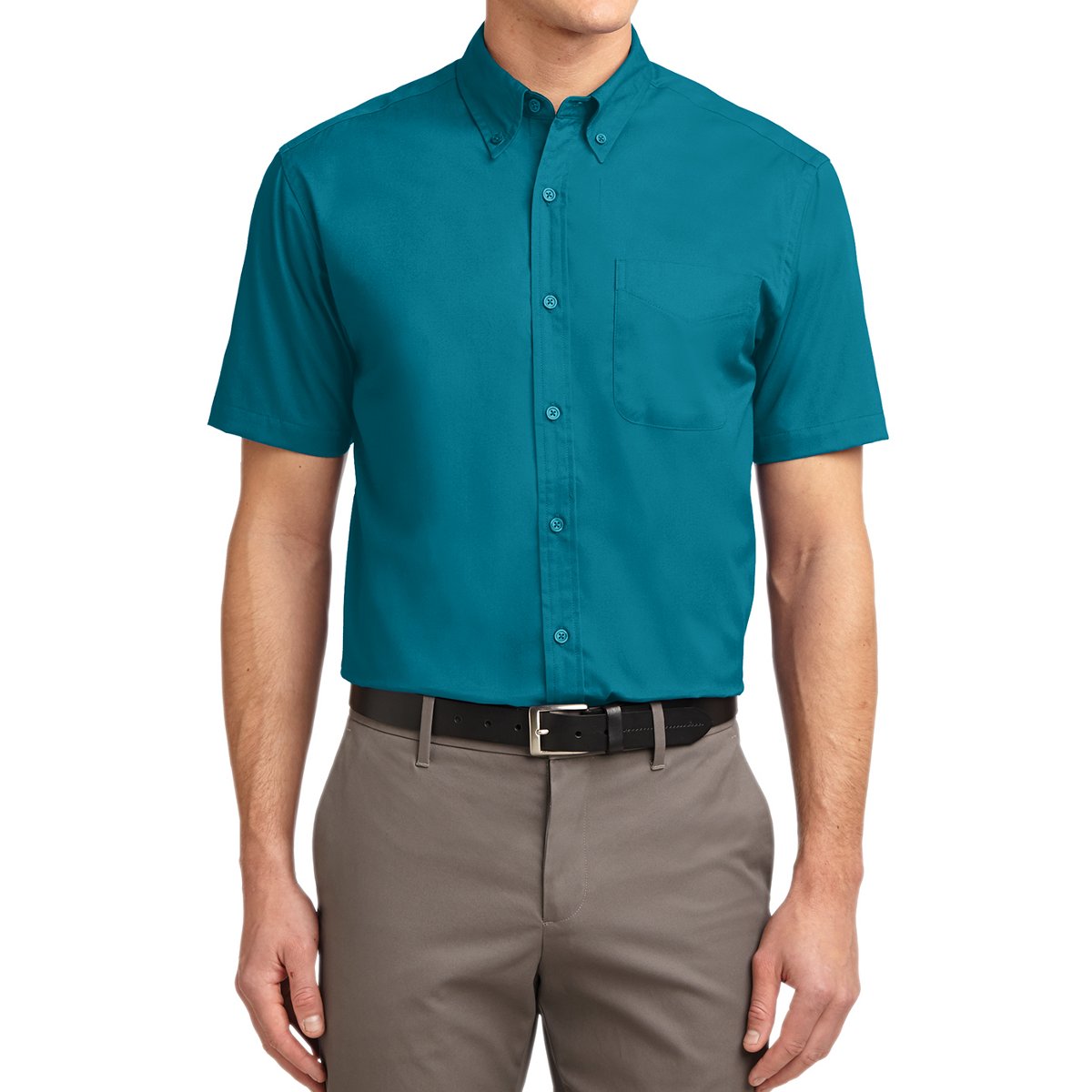 Men's Short Sleeve Wrinkle Resistance Easy Care Button Down Collar Shirt