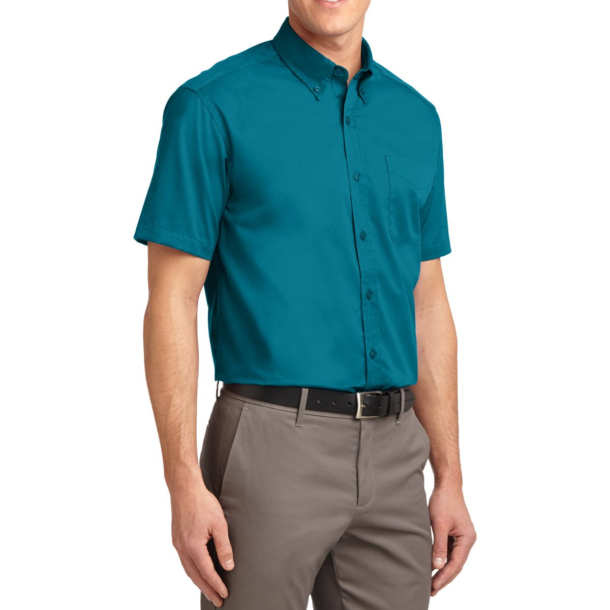 Men's Short Sleeve Wrinkle Resistance Easy Care Button Down Collar Shirt