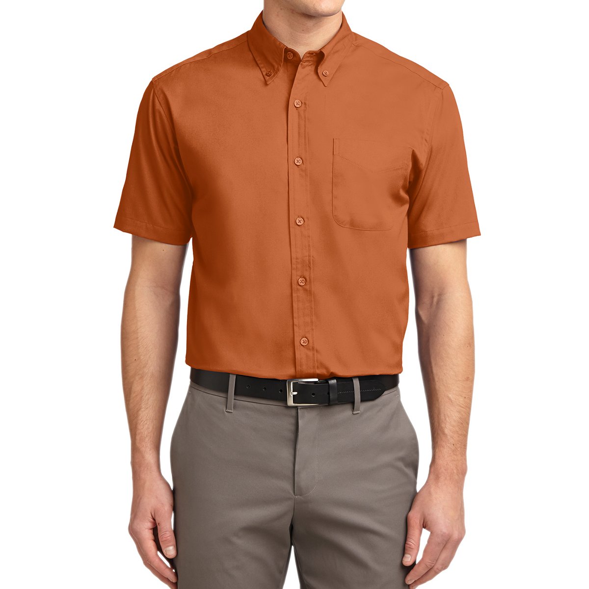 Men's Short Sleeve Wrinkle Resistance Easy Care Button Down Collar Shirt