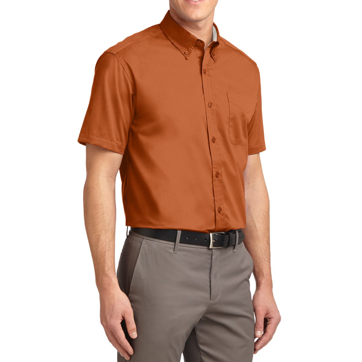 Men's Short Sleeve Wrinkle Resistance Easy Care Button Down Collar Shirt