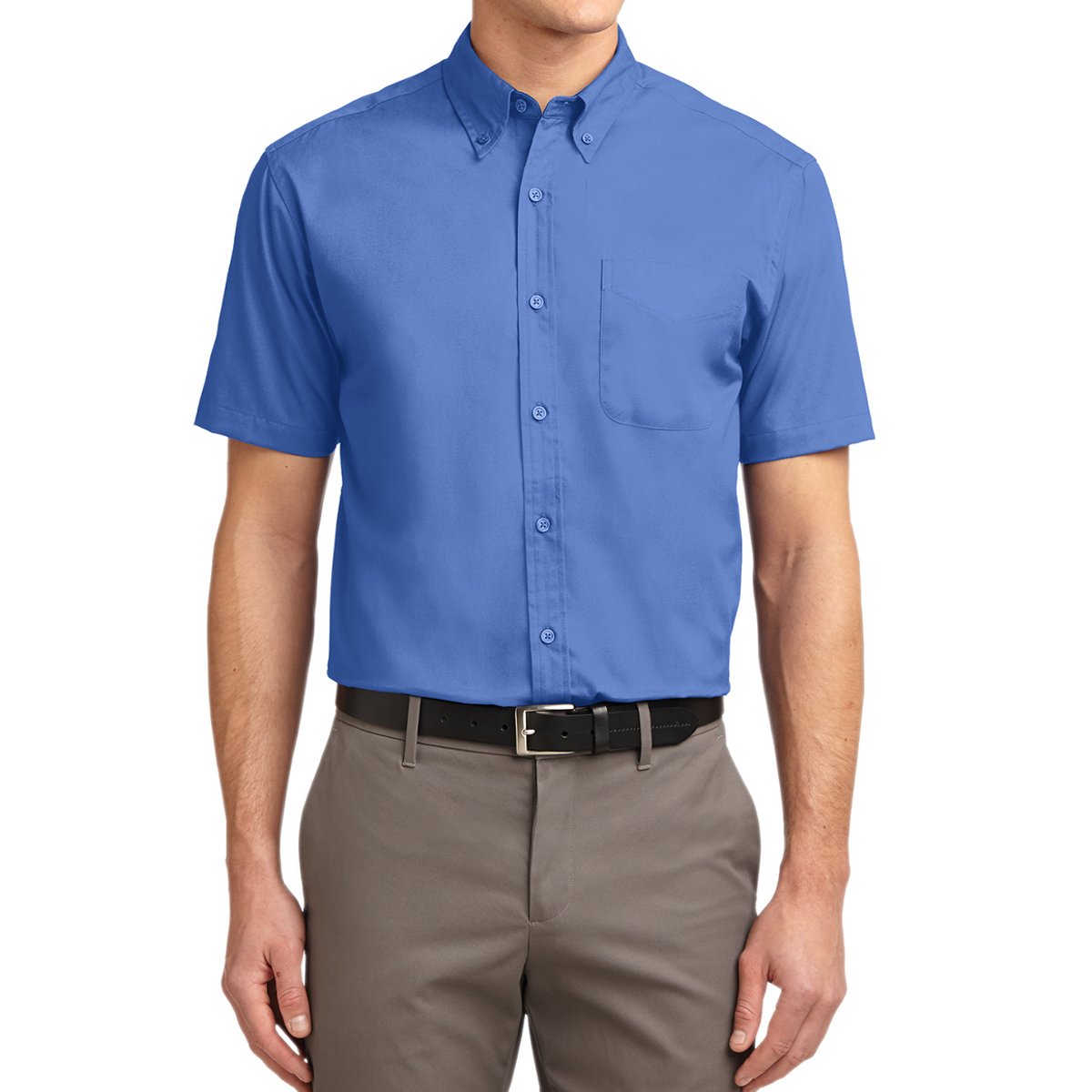 Men's Short Sleeve Wrinkle Resistance Easy Care Button Down Collar Shirt