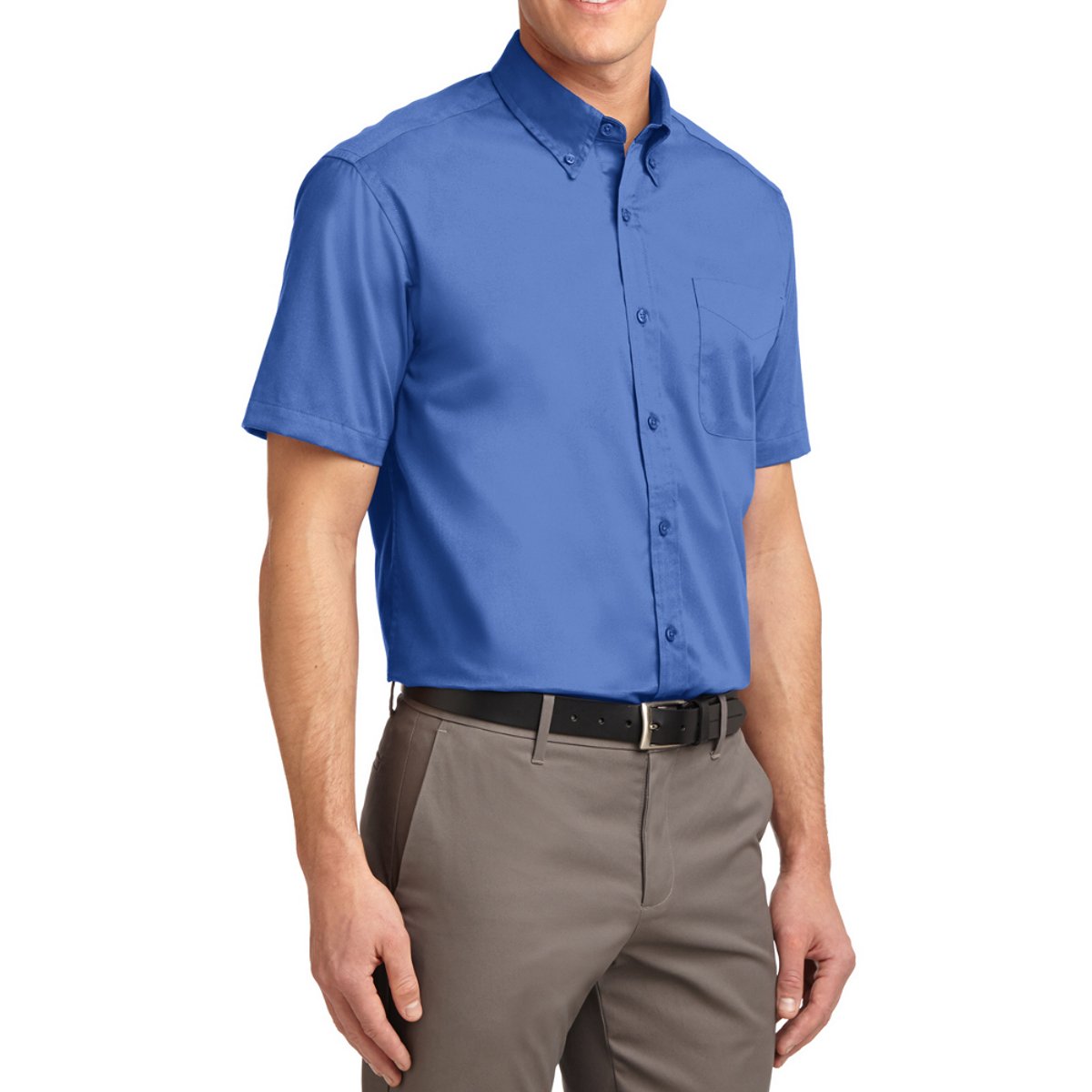 Men's Short Sleeve Wrinkle Resistance Easy Care Button Down Collar Shirt