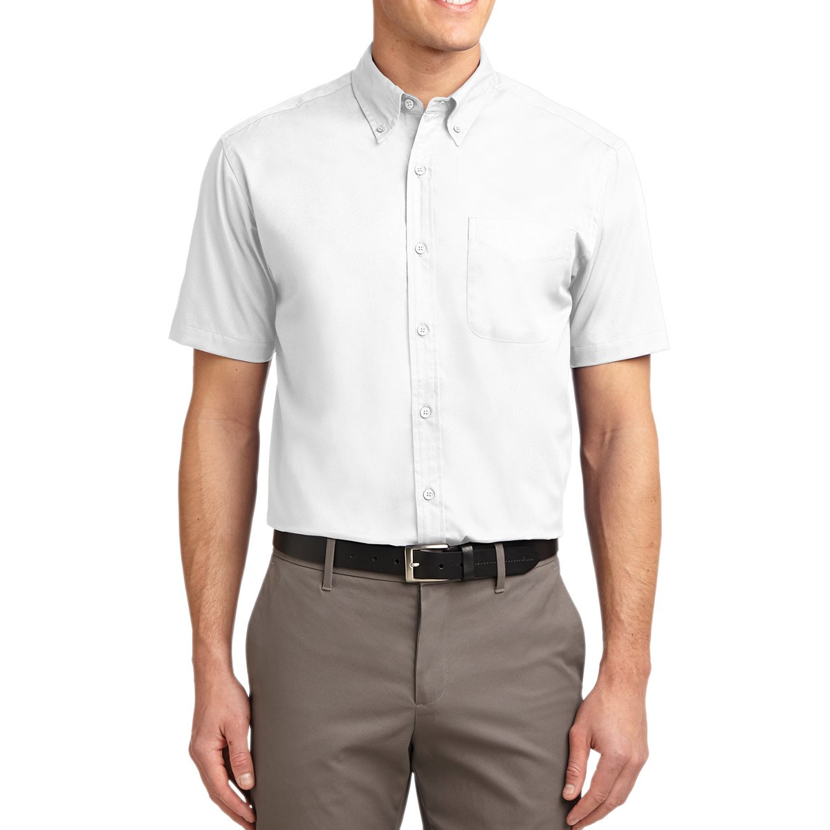 Men's Short Sleeve Wrinkle Resistance Easy Care Button Down Collar Shirt