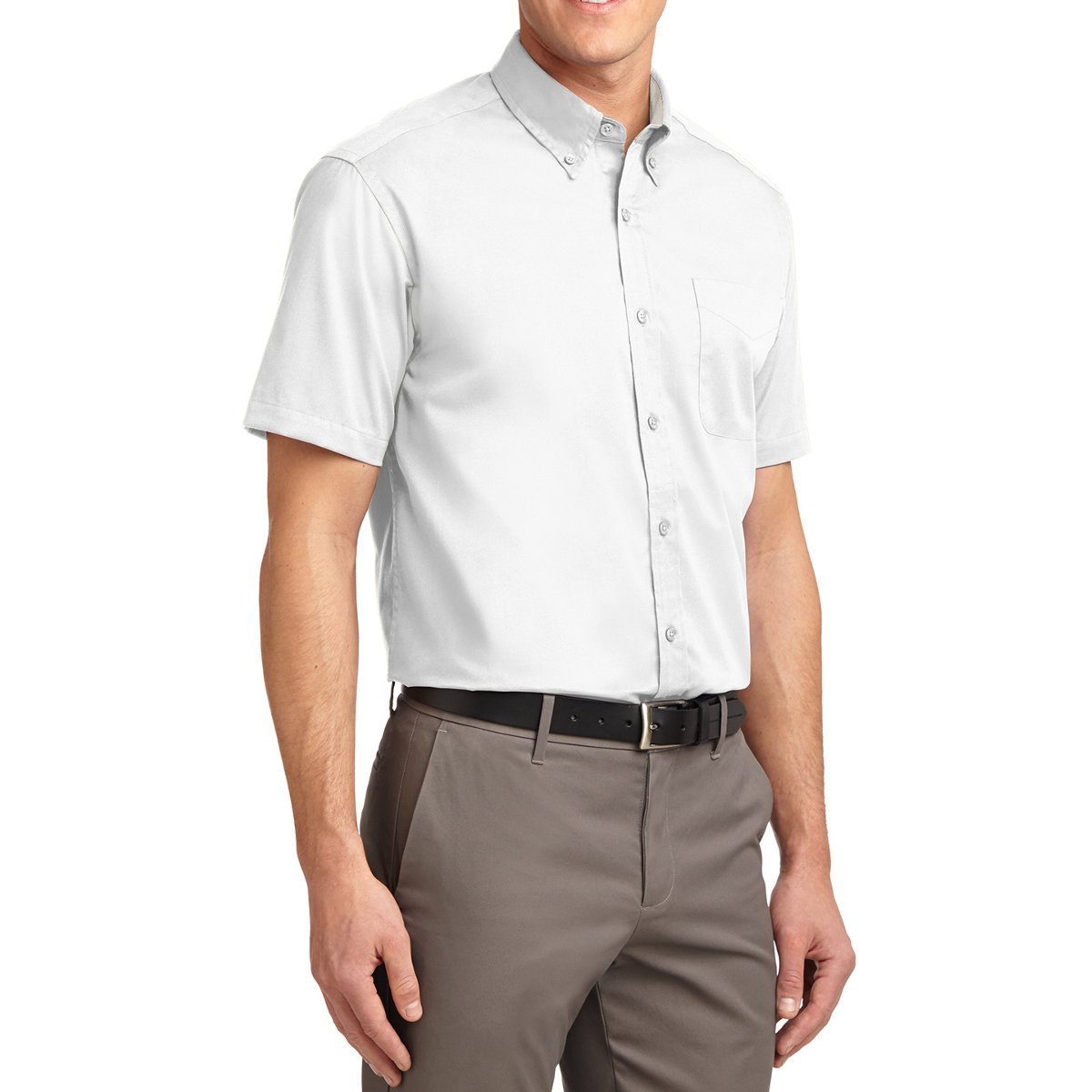 Men's Short Sleeve Wrinkle Resistance Easy Care Button Down Collar Shirt