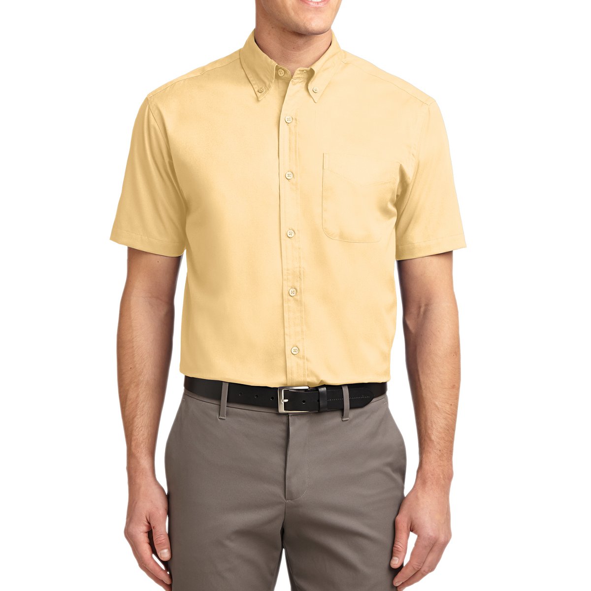 Men's Short Sleeve Wrinkle Resistance Easy Care Button Down Collar Shirt
