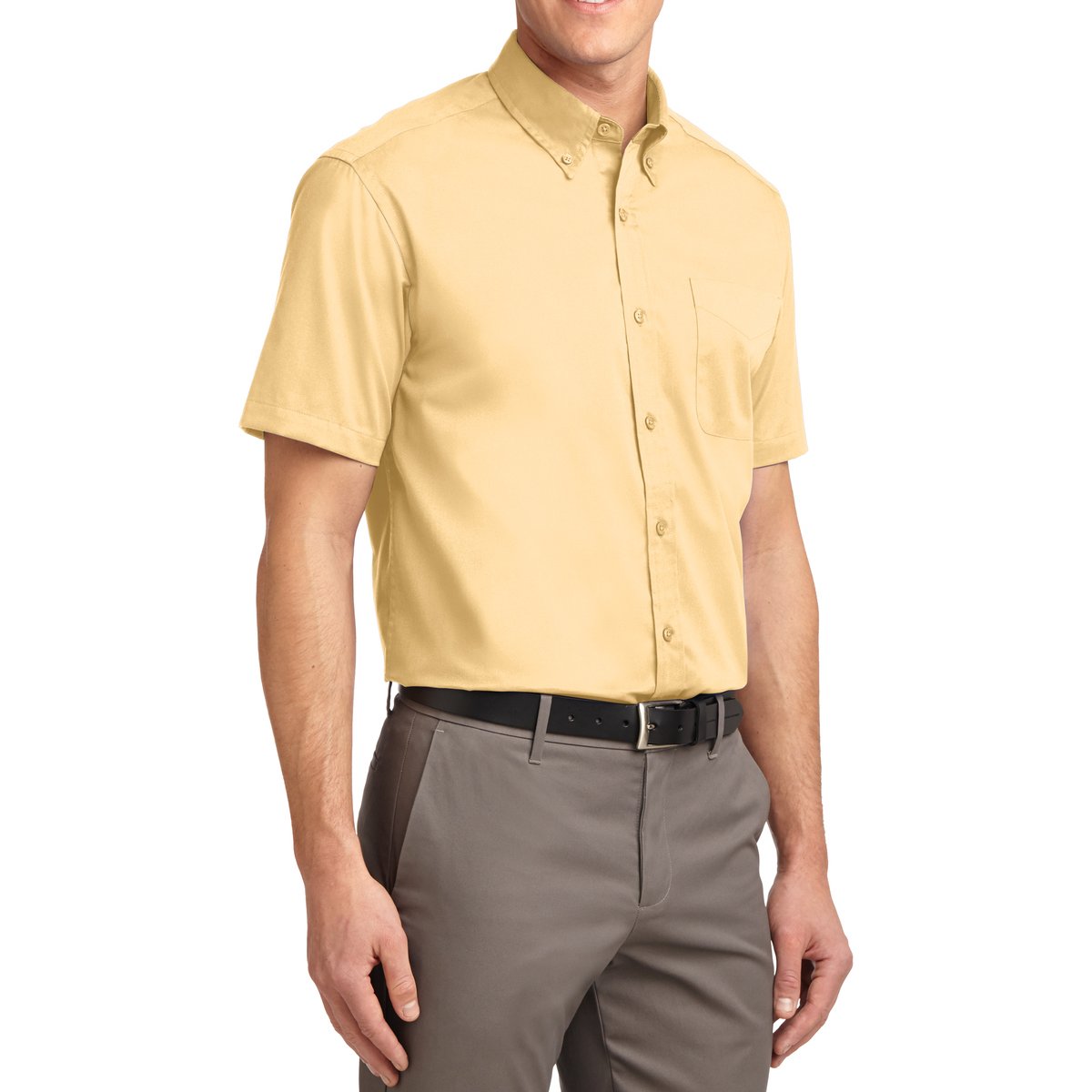 Men's Short Sleeve Wrinkle Resistance Easy Care Button Down Collar Shirt