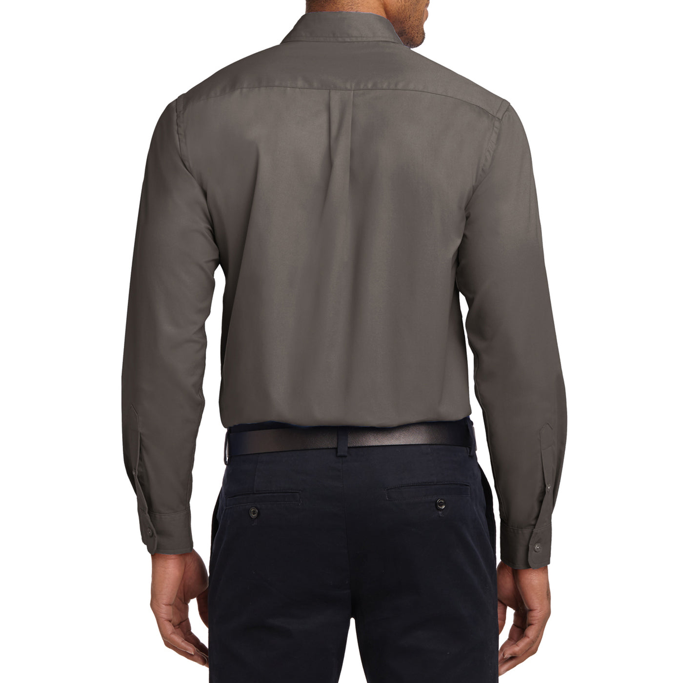 Men's Long Sleeve Easy Care Shirt - Bark - Back
