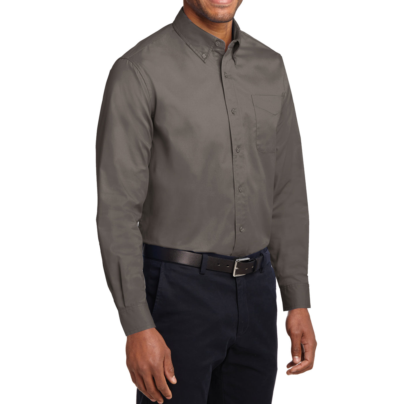 Men's Long Sleeve Easy Care Shirt - Bark - Side