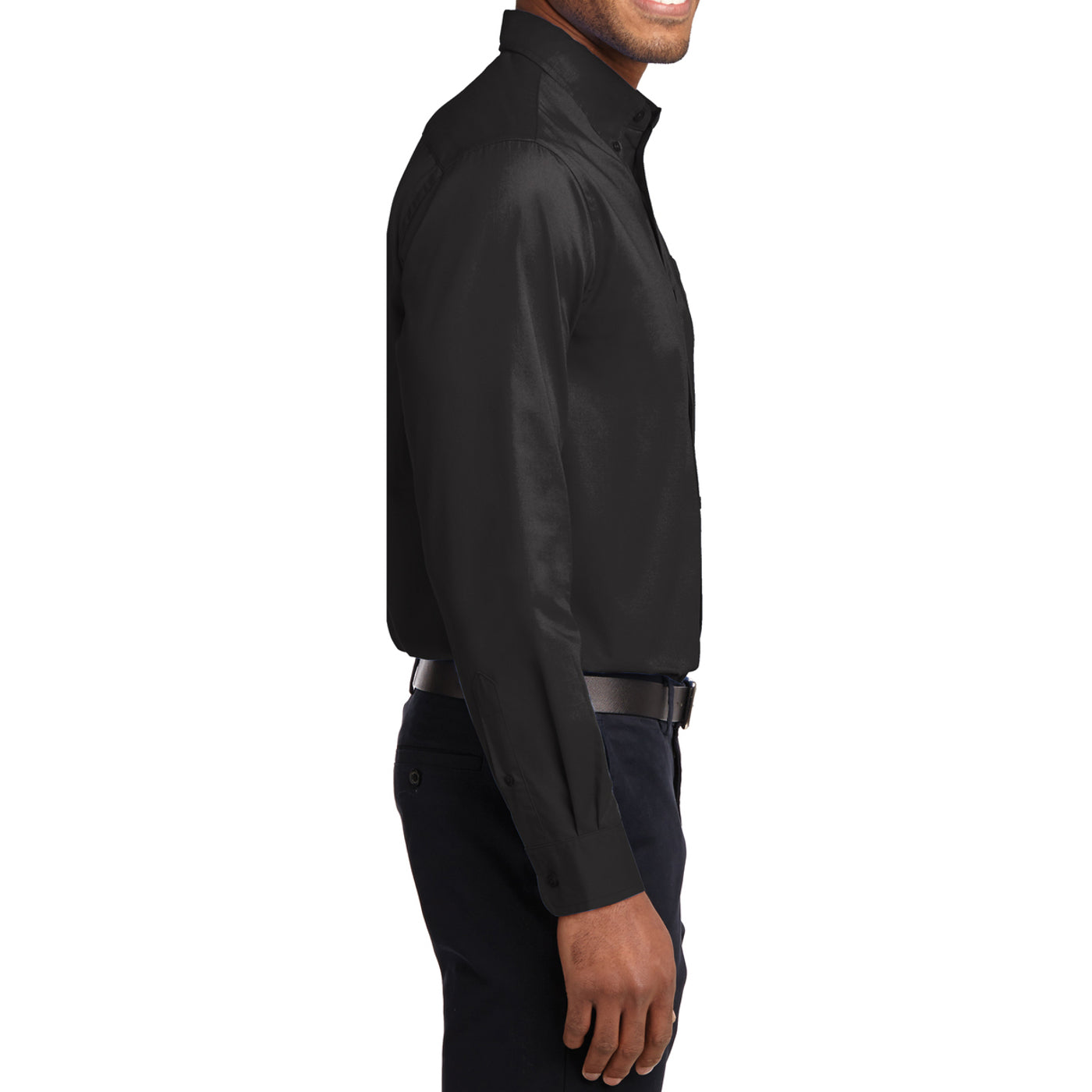 Men's Long Sleeve Easy Care Shirt - Black/ Light Stone - Side