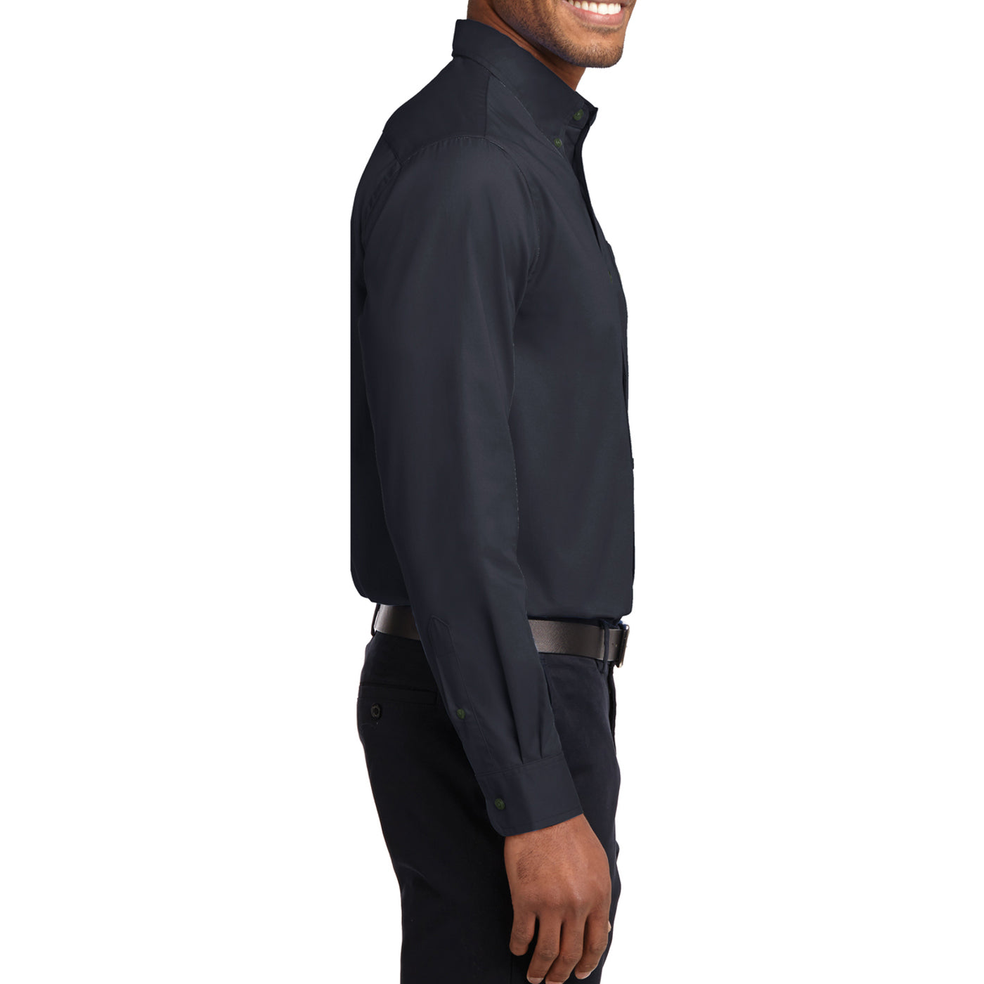 Men's Long Sleeve Easy Care Shirt - Classic Navy/ Light Stone - Side