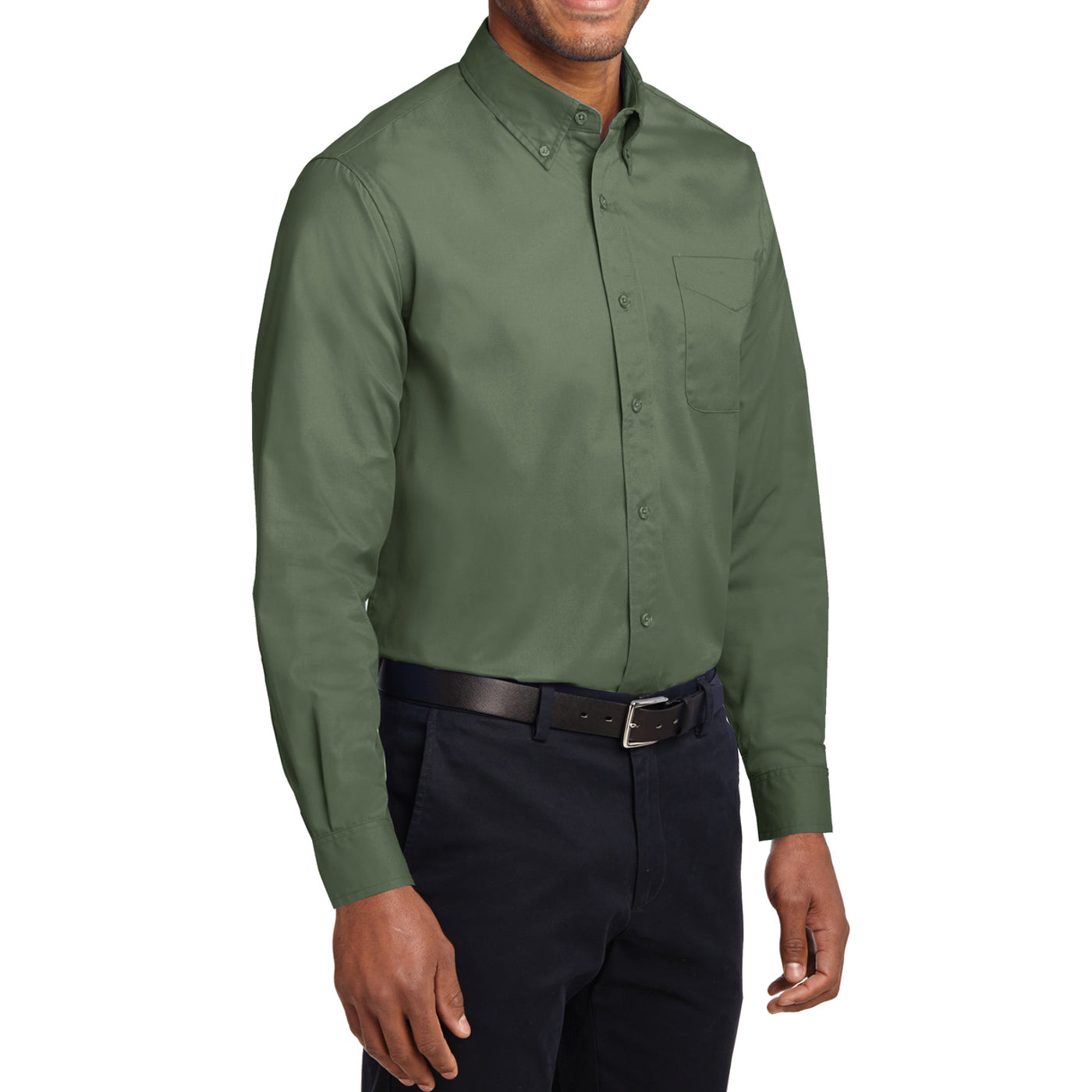 Men's Long Sleeve Easy Care Shirt - Clover Green - Side