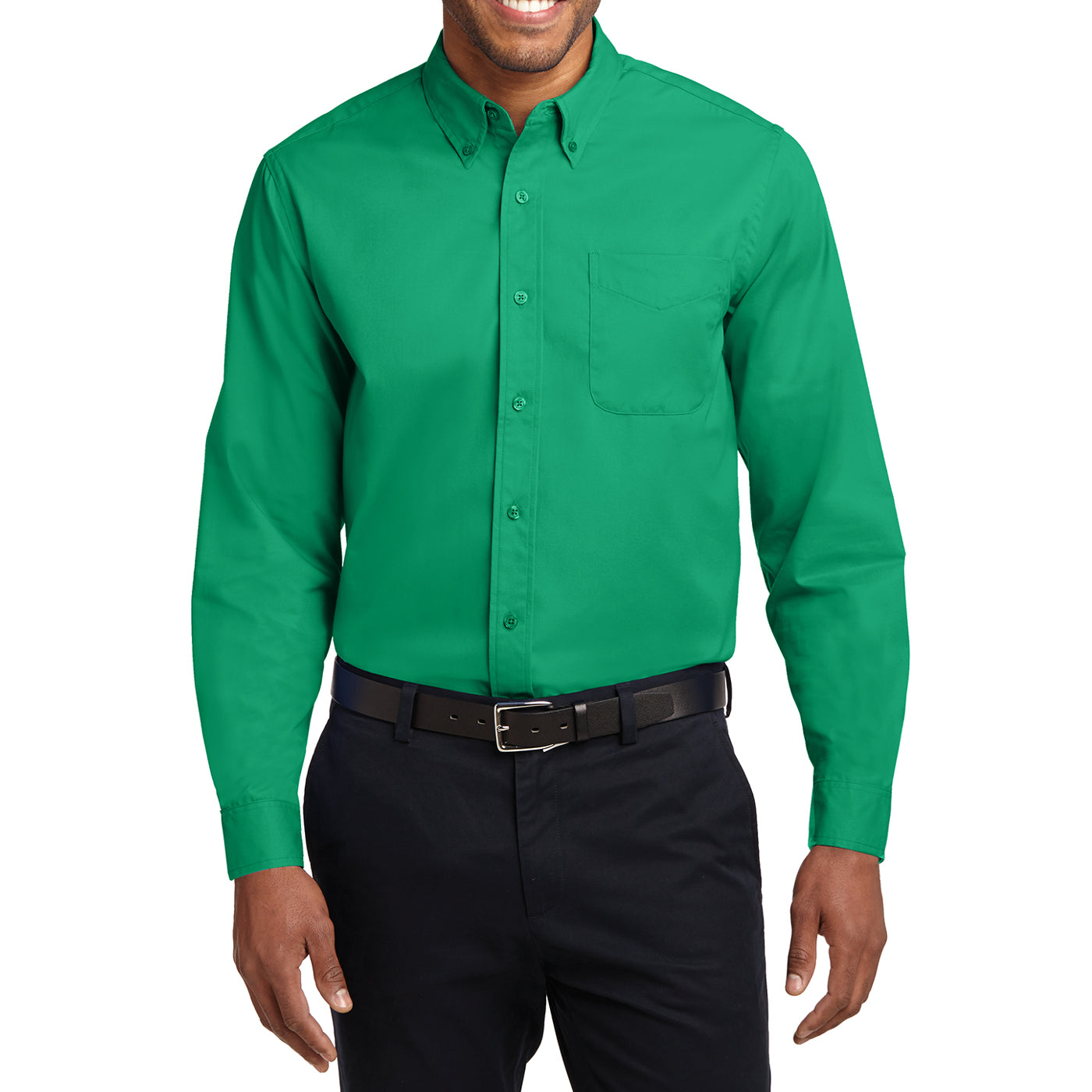 Men's Long Sleeve Easy Care Shirt - Court Green - Front