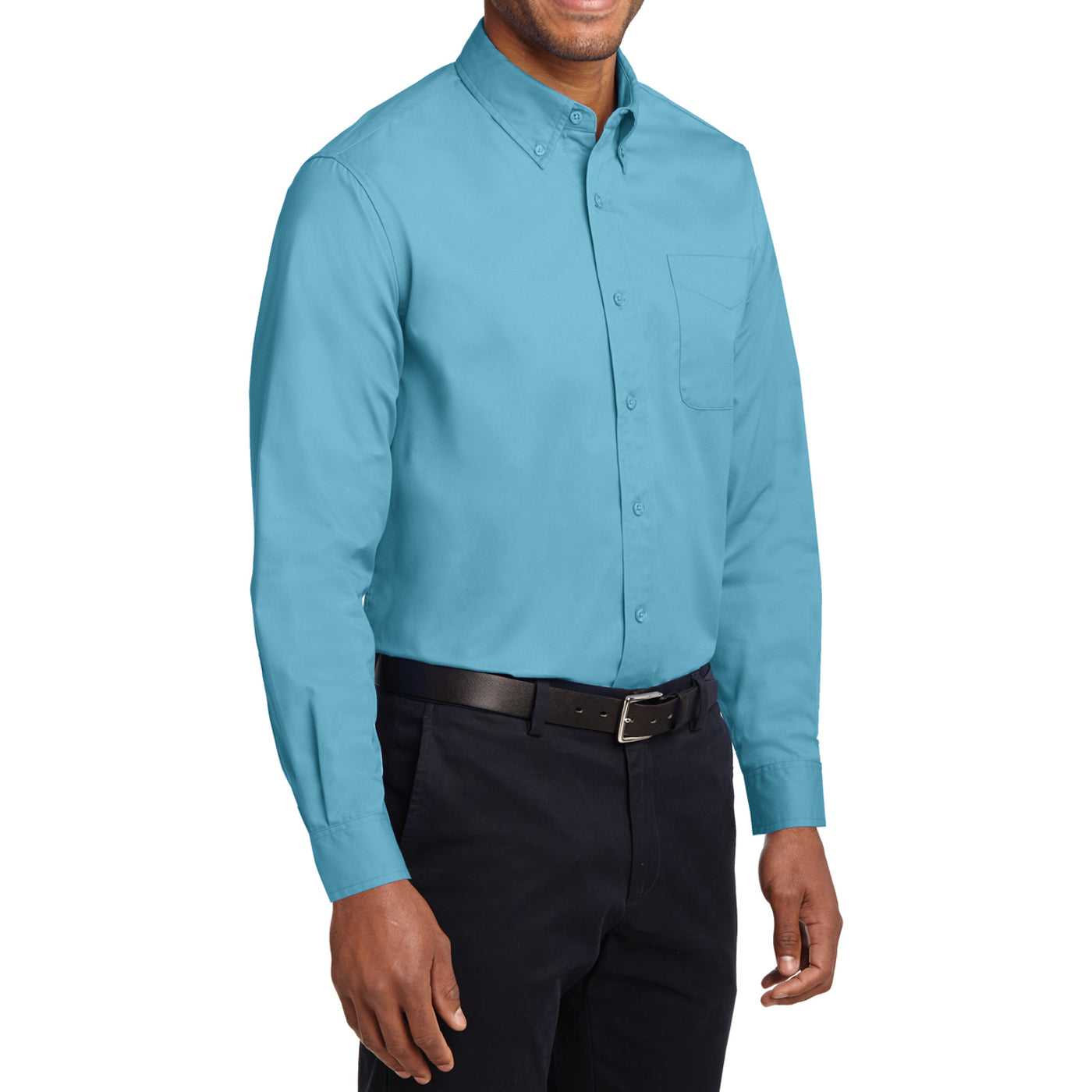 Men's Long Sleeve Easy Care Shirt - Maui Blue - Side