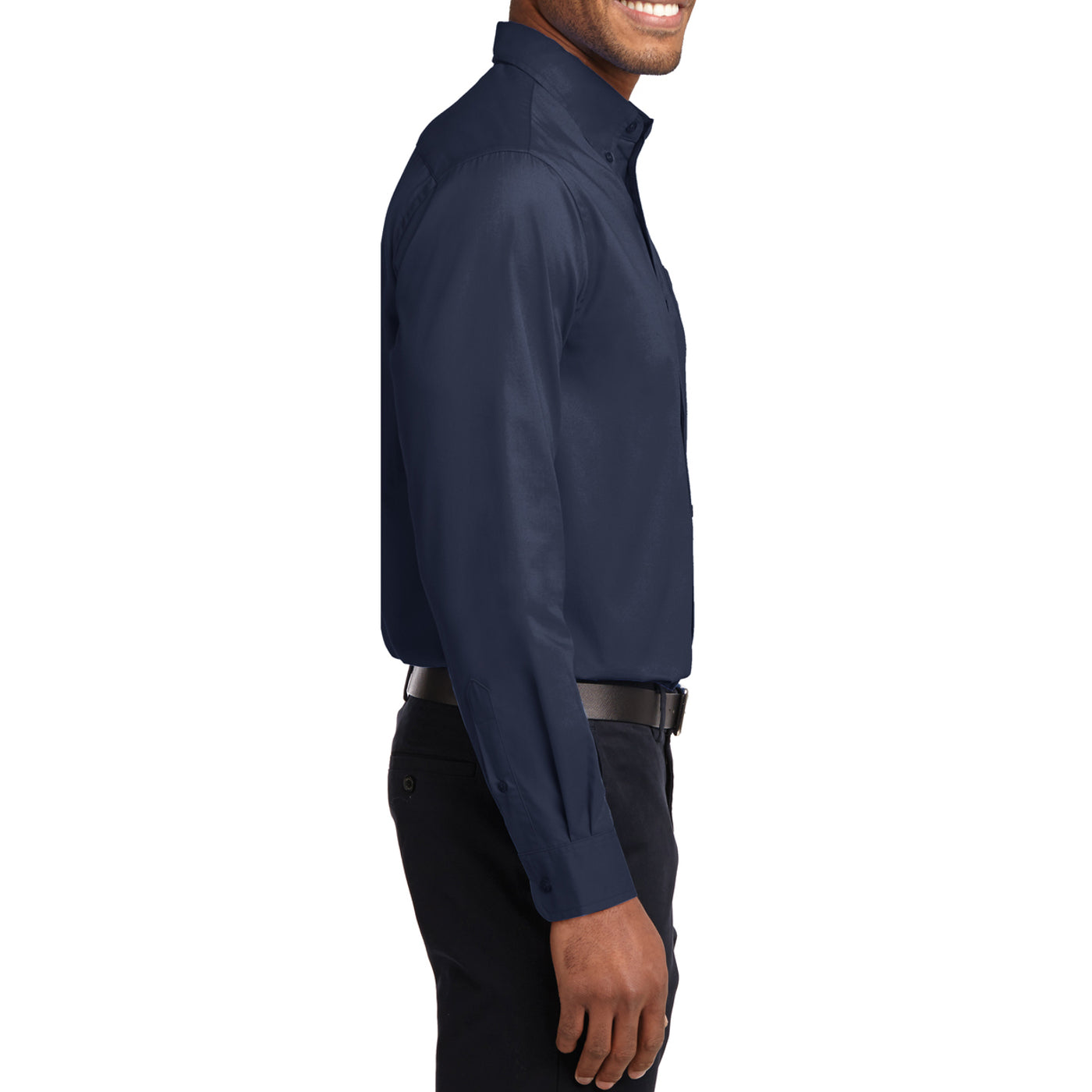 Men's Long Sleeve Easy Care Shirt - Navy/ Light Stone - Side
