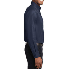 Men's Long Sleeve Easy Care Shirt - Navy/ Light Stone - Side