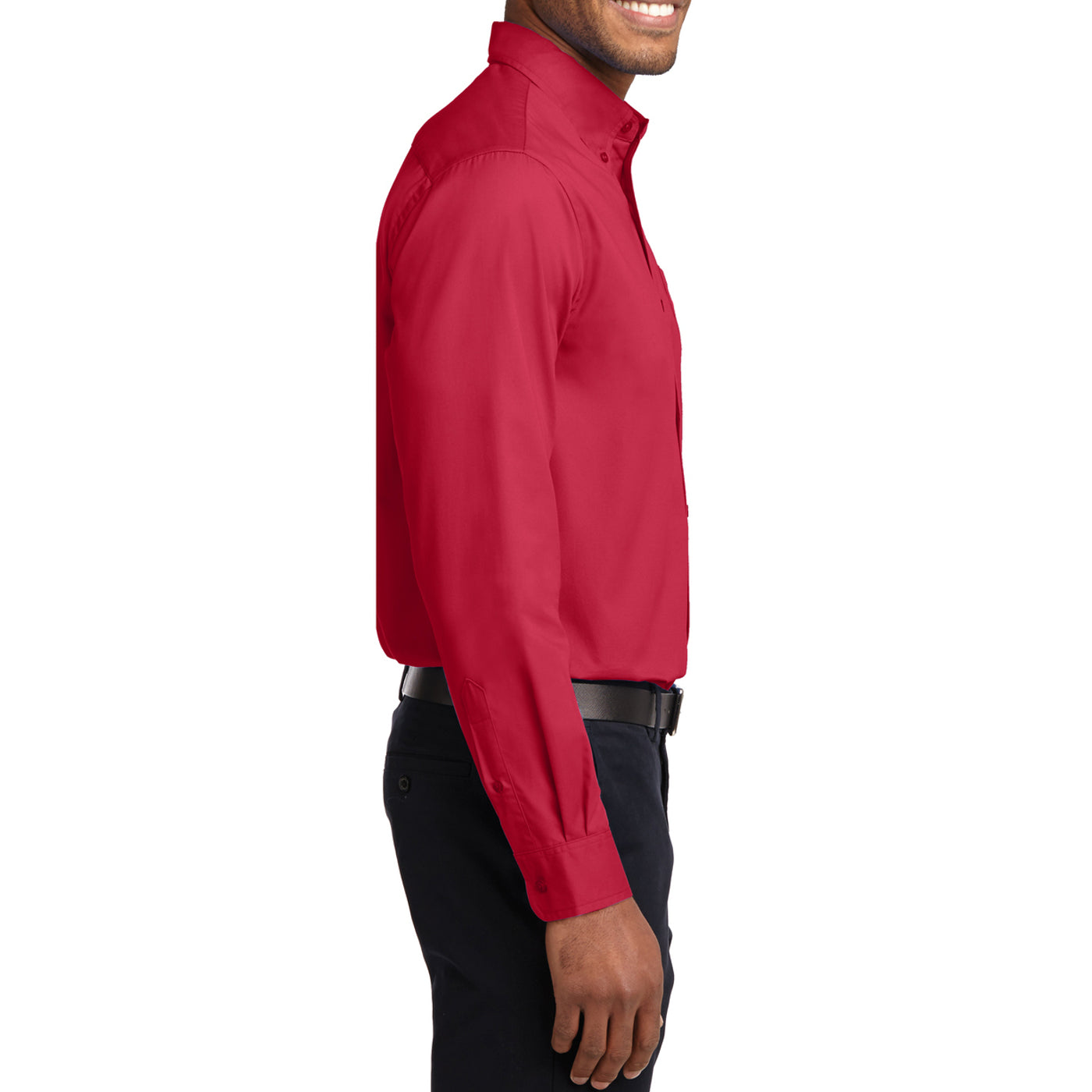 Men's Long Sleeve Easy Care Shirt - Red/ Light Stone - Side
