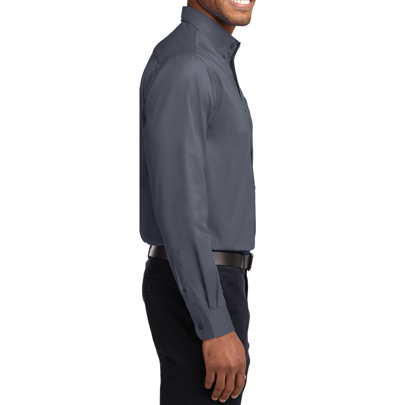 Men's Long Sleeve Easy Care Shirt - Steel Grey/ Light Stone - Side
