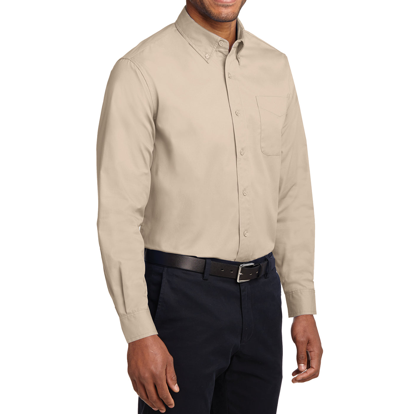 Men's Long Sleeve Easy Care Shirt - Stone - Side