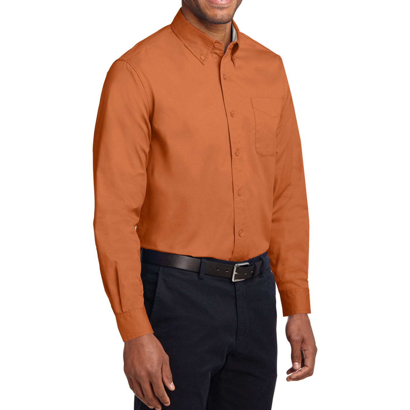Men's Long Sleeve Easy Care Shirt - Texas Orange/ Light Stone - Side