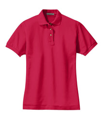 Women's Short Sleeve Heavyweight Cotton Soft Pique Polo T-shirt Red