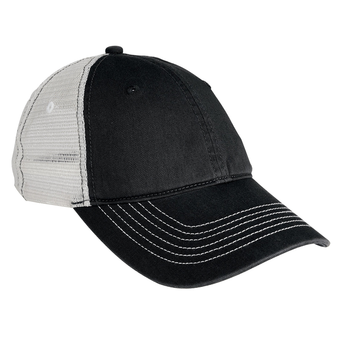 Men's Mesh Back Cap-Black/ White
