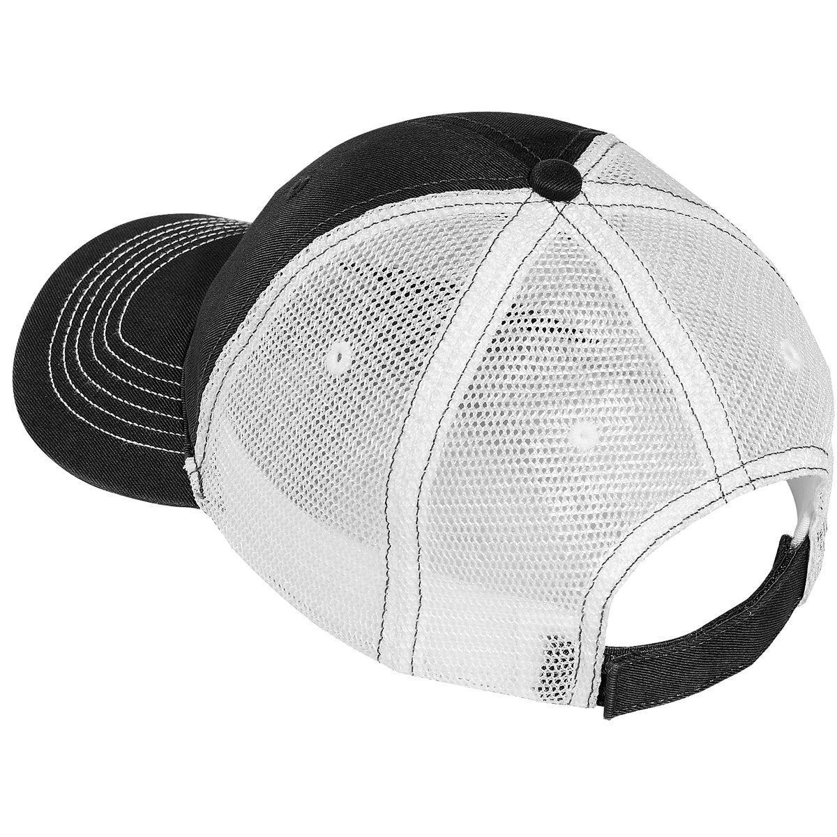 Men's Mesh Back Cap-Black/ White