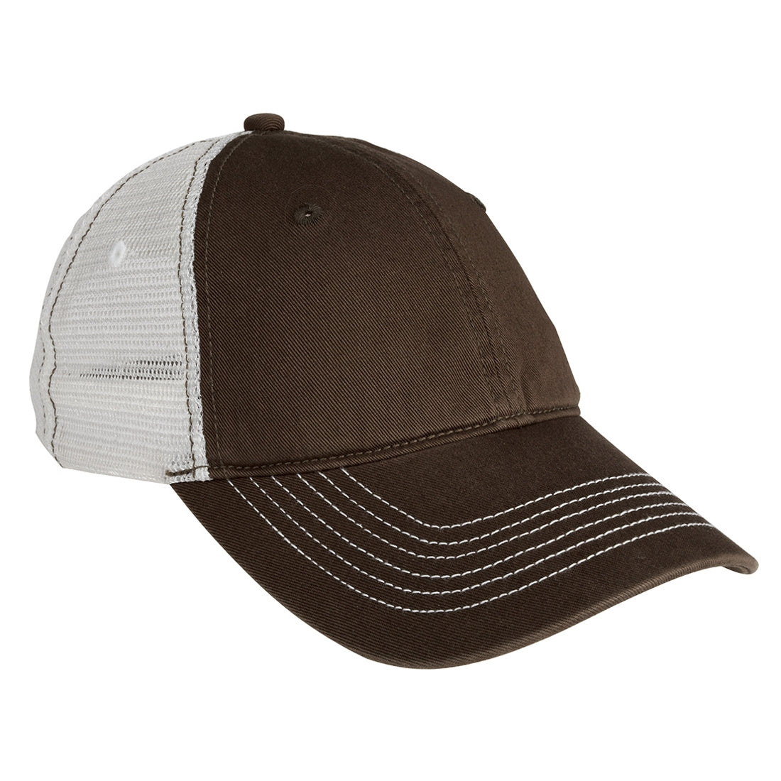 Men's Mesh Back Cap-Chocolate Brown/ White
