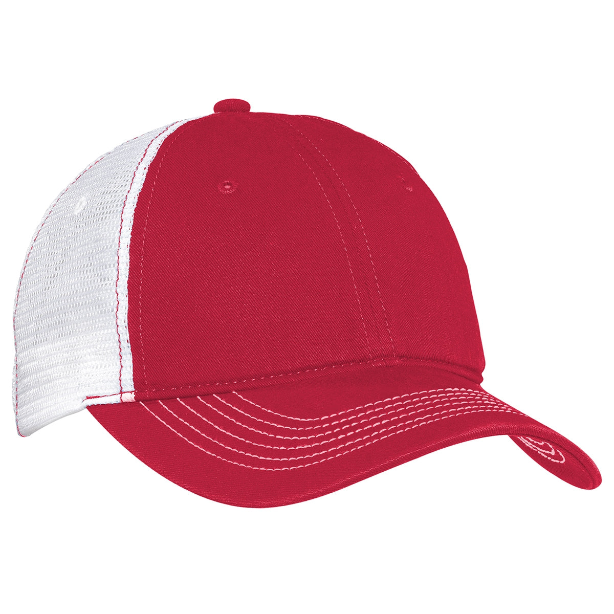 Men's Mesh Back Cap-Red/ White