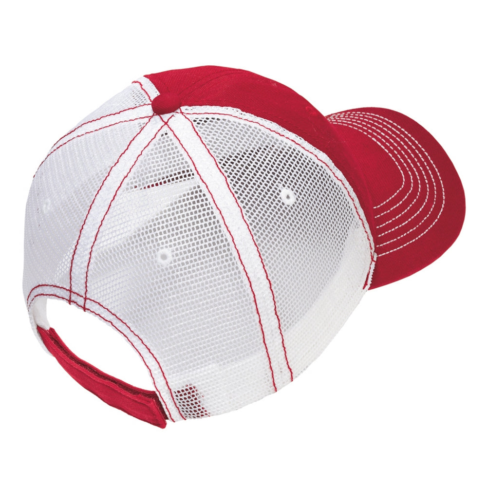 Men's Mesh Back Cap-Red/ White